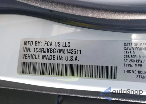 2021 Jeep Grand Cherokee L Limited 4X4 из США, поврежденный, VIN 1C4RJKBG7M8142511